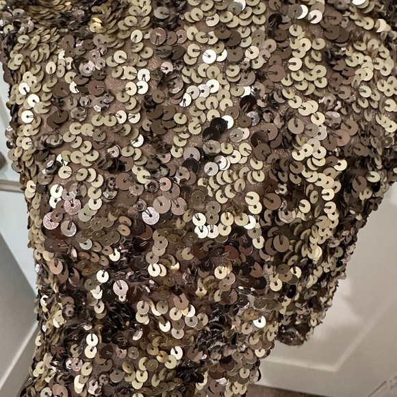 SCALA Gold Sequin Spaghetti Strap Mini Dress - Picture 5 of 5
